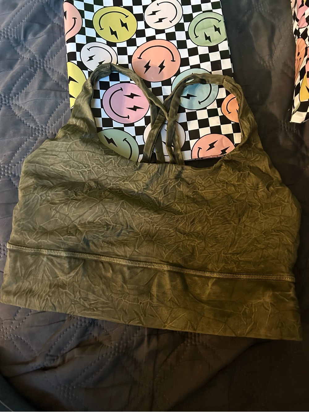 lululemon athletica Olive Green Crinkle Sports Bra